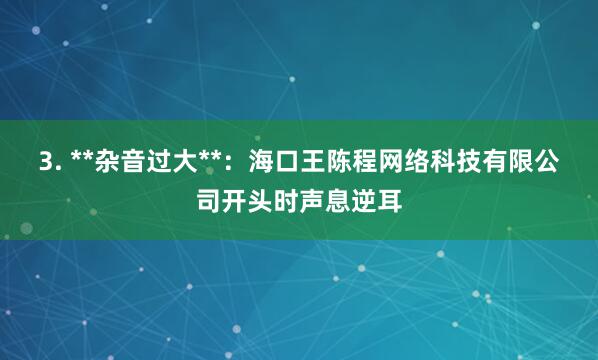 3. **杂音过大**:海口王陈程网络科技有限公司开头时声息逆耳